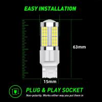 2 uds 1156 BA15S P21W 1157 BAY15D P21/5W 7443 W21/5W T25 3157 P27/7W bombillas LED luces de circulación diurna LED superbrillante coche DRL - details 3