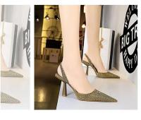 Sandalias de Tacón Dorado para Mujer 2024 Punta Afilada con Cristal Stiletto Africano para Fiesta - details 10