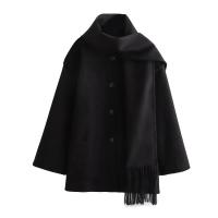 Chaqueta elegante suelta de media temporada para mujer, cuello con bufanda en zigzag, ropa de moda, otoño e invierno, 2024 - details 11