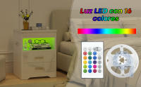 Rcynview  Mesita de Noche LED Blanca con 3 Cajones, Mesa de Almacenamiento y Luz Superior, Luz LED RGB,guías metálicas. - details 6