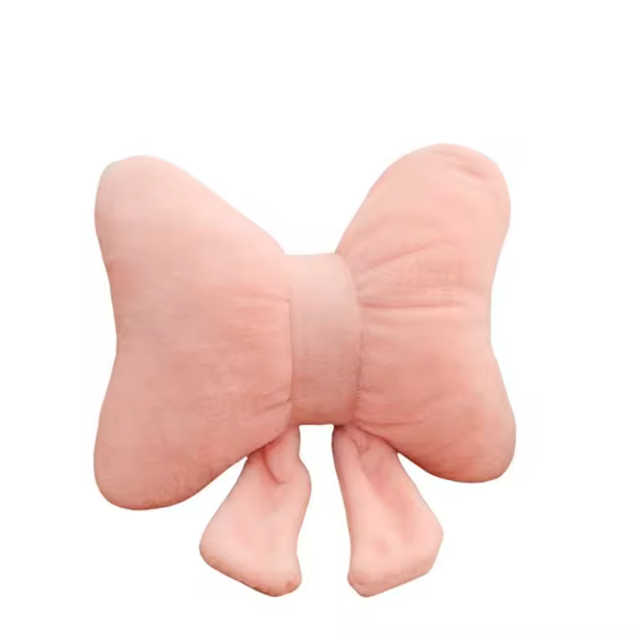 Creative Plush Bow Pillow Cute Solid Color Bow Throw Pillows Stuffed Waist Support Bowknot Waist Pillows for Car Interior - 1