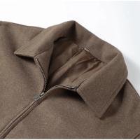 Chaqueta de Lana con Cremallera Marrón Elegante Abrigo de Otoño Vintage para Mujeres - details 4