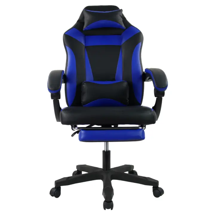 Silla de Juegos Ergonómica KKTONER Ajustable de Altura, Gira, Apoyo de Cabeza y Espalda Azul - 1