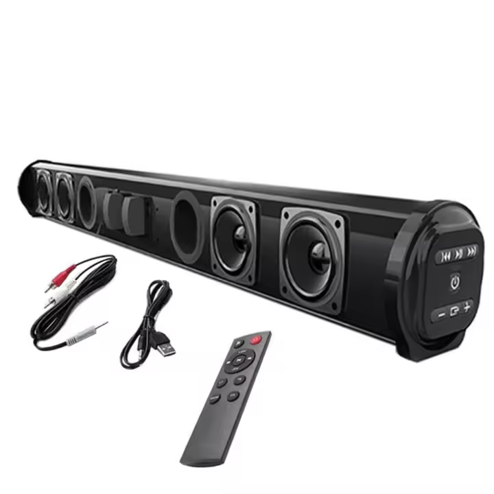 Barra de sonido inalámbrica con Bluetooth, sistema de altavoces con cable, sonido estéreo envolvente para cine en casa, proyector de TV - 1