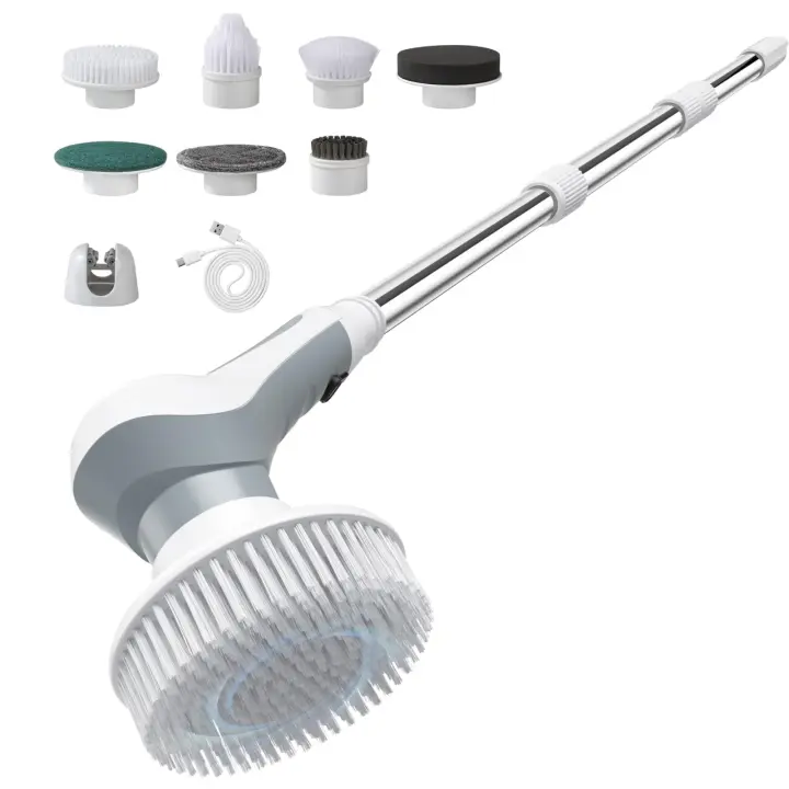 Depurador eléctrico para limpieza de baño con cepillos reemplazables, cepillo de fregado impermeable para limpieza de baño y ducha - 1