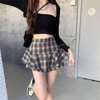 Minifalda escalonada Y2K de cintura alta con volantes y tartán, falda a cuadros, traje estético para mujer - details 20