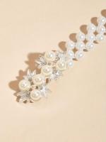 Cinturón tejido de perlas de imitación para mujer, elegante, fino, elástico, blanco, adorno de tendencia - details 6