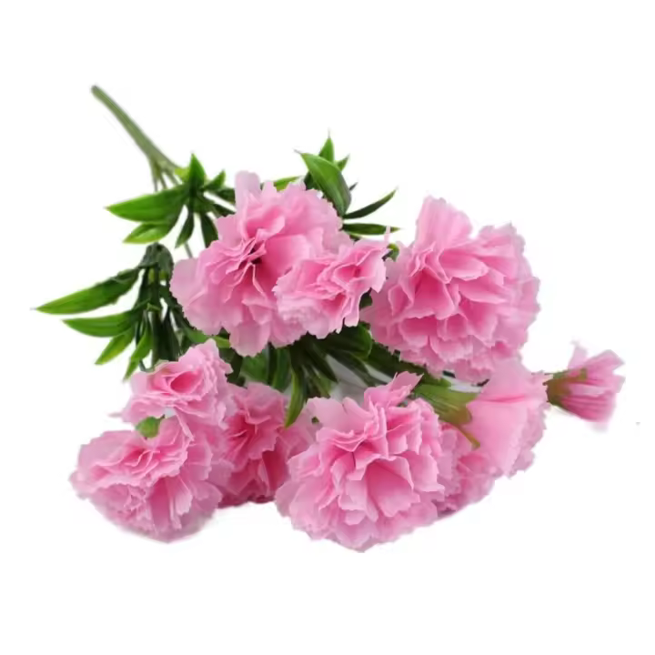 Seda Artificial de clavel resistente a los rayos UV, flor falsa de imitación, decoración de boda para el hogar, 11 cabezas, alta calidad - 1