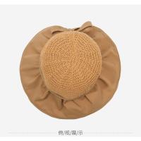 Sombrero para el sol versión coreana femenina alfabeto sombrero de cubo sombrero de paja tejido hueco grandes alerones espalda dividida tenedor sombrero para el sol playa protección solar - details 11
