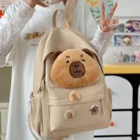 Mochila Capybara de gran capacidad, correas ajustables de nailon para los hombros, bolso escolar de dibujos animados, resistente al agua, con múltiples bolsillos - details 7