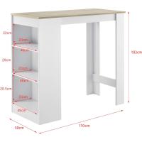 Elegante Mesa de Bar de Bistro 110 x 50 x 103cm Barra de Cocina Alta con 3 Estantes - details 2