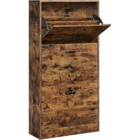 Armario de Madera de 3 Pisos Diseño con 3 Puertas Abatibles Ideal para Entrada Estrecha, Pasillo, Sala de Estar 60 x 24 x 120 cm Marrón Rústico - details 0