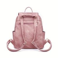 Mochila Escolar De Cuero PU Texturizado, 2 piezas, Con borde De Gran Capacidad Y Conjunto De Bolso De Mano, Bolsa De Viaje - details 6