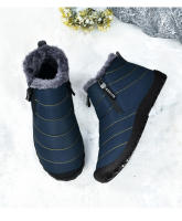 Botas de invierno informales para hombre, botines de terciopelo, impermeables, con doble cremallera, botas de nieve, zapatos de algodón antideslizantes cálidos para exteriores - details 11