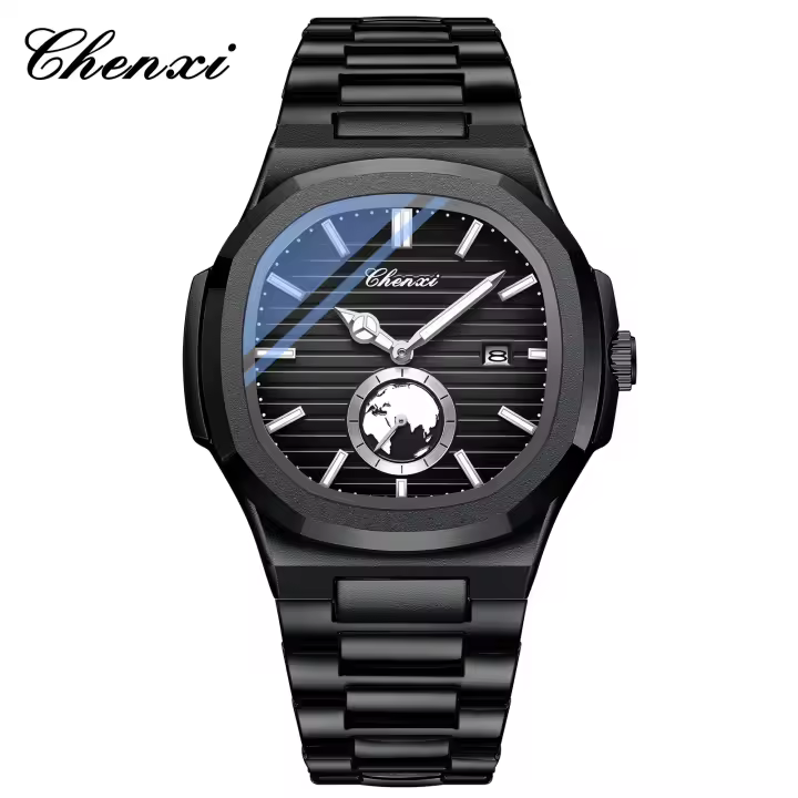 Moda negocios hombres reloj con correa de acero calendario pequeño segundo disco reloj - 1