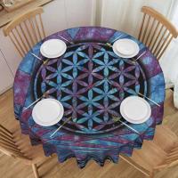 Mantel circular mandala, flor de loto de la vida, impermeable, resistente al aceite, 60 pulgadas, forma geométrica sagrada - details 40