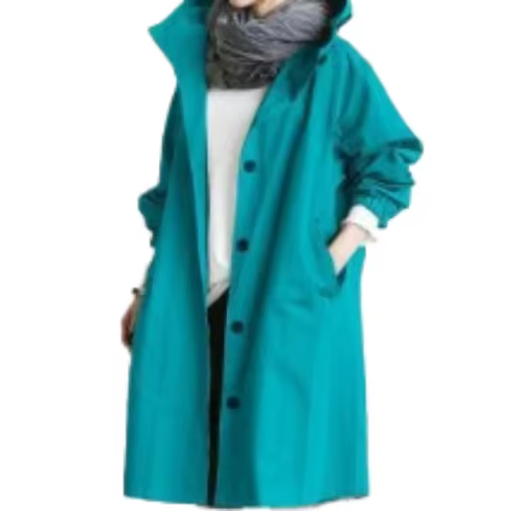 Abrigo de gabardina para mujer, estilo casual de otoño, temperamento de longitud media, cintura y abrigo de manga larga - 1