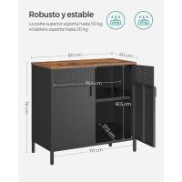 Gabinete de Metal Doble Puerta Magnético Estante Ajustable con Marco de Acero 40 x 80 x 76 cm - details 2