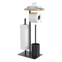 Portarrollos de acero inoxidable de pie con escobilla de baño - Portarrollos de papel higiénico con caja de toallitas húmedas - details 2
