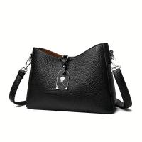 2025 Nueva Mujer Casual: Bolso Bandolera Sintético Negro Minimalista de 3 Capas con Correa Extraíble y Cierre de Cremallera para el Trabajo. - details 13