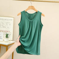Camisetas sin mangas de talla grande con pliegues sueltos para mujer, camisetas sin mangas de Modal, ropa de casa de color sólido, chaleco de fondo XL a 6XL - details 4