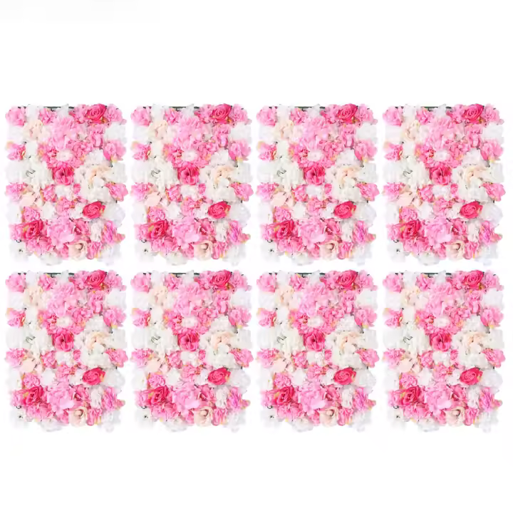 Paneles de pared de flores rosas de seda Artificial, suministro de decoración Floral para fiestas, 8 piezas - 1