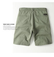 Pantalones cortos cargo de puro algodón, corte slim, pantalones gruesos de color liso. - details 4