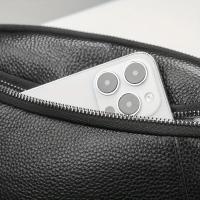 Bolso Cruzado de Cuero Genuino para Mujer Color Sólido, Mini Bolso de Hombro a la Moda con Doble Cremallera, Correa Desmontable, Forro de Poliéster - details 17