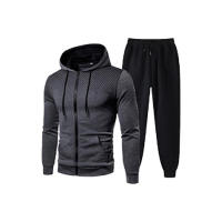 Conjunto deportivo informal para hombre con chaqueta de forro polar y pantalones con cierre de cremallera, estilo europeo y americano, color sólido, otoño invierno - details 3