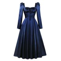Elegante Vestido de Medio Talla Retro de Hepburn Manga Larga, Elegante para Fiestas y Banquetes - details 1