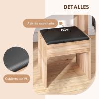 Mesa de Maquillaje con Espejo Abatible y Cajas de Almacenamiento Tocador de Maquillaje de Mesa con Taburete Blanco 80x40x79 cm y 40x30x40 cm - details 13