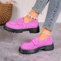 Zapatos de plataforma rosa para mujer, mocasines informales de fondo grueso, color caqui, púrpura - details 28