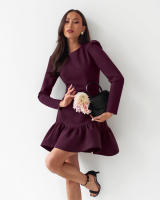 Elegante Otoño Invierno nuevo vestido ajustado de corte A manga abullonada volante ropa de mujer - details 5