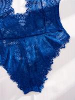 Peluche De Encaje Floral Sin Espalda Con Escote En V Profundo, Lencería Sexy Y Ropa Interior Para Mujer - details 9