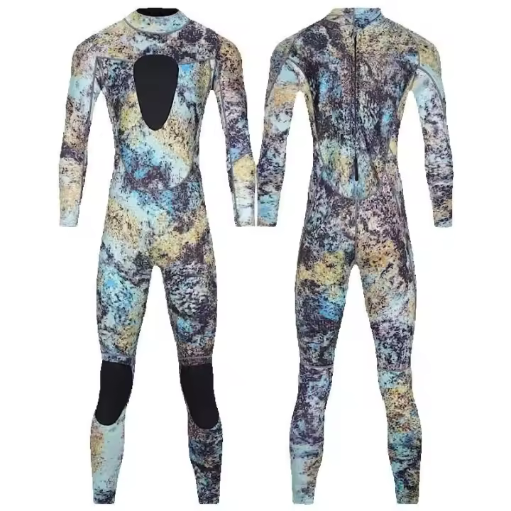 Traje de neopreno de 3MM de camuflaje de una pieza, traje de baño de manga larga de cuerpo completo, cálido, a prueba de frío, para buceo, natación, surf - 1