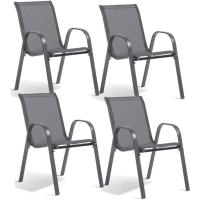Sillas de Terraza de Metal Reforzado Diseño Elegante en Gris Antracita 4 Piezas - details 0