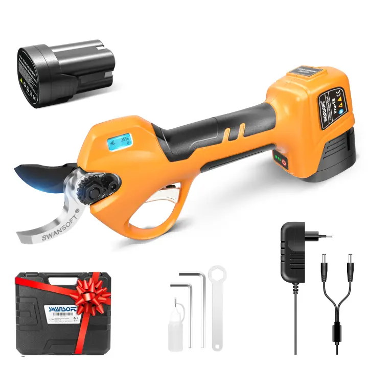 Tijeras de Escalamiento Eléctricas SWANSOFT 28mm, Batería de Litio de 2Ah, Potencia de 850W con Función Anti-Corte Herramienta de Potencia al Aire Libre para Jardín - 1