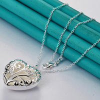 Collar colgante en forma de corazón de plata de ley 925, joyería de moda para mujer, adecuado para bodas y compromisos, elaborado en plata de ley. - details 1