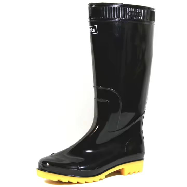 Botas de lluvia impermeables de PVC hasta la rodilla para hombre con estampado de minerales altos, zapatos de goma con punta de acero para uso en invierno y verano - 1