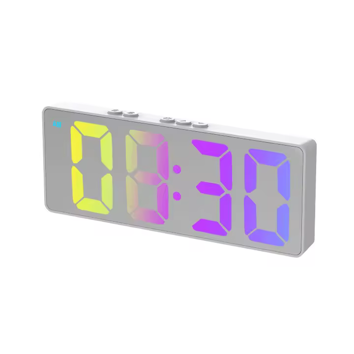 Reloj despertador LED electrónico para estudiantes, reloj Digital con Control por voz, doble repetición, 12/24H, alarmas duales - 1