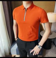 Polo de manga corta bordado de malla transpirable de verano para hombre, camiseta informal de negocios con solapa y media cremallera, - details 33