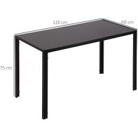 Mesa de Comedor de Cristal Mesa Rectangular para 4-6 Personas con Patas de Metal Multifuncional para Cocina Salón 120x60x75 cm Negro - details 2