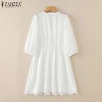 ZANZEA-vestido de mujer de encaje de retales, Vestidos informales de verano y primavera, Vestidos con cuello en A, ropa de calle por encima de la rodilla, vestido veraniego - details 10