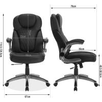 Silla de Oficina, Silla Ejecutiva con Respaldo Alto y Brazos, Silla Ergonómica, Sillon de Escritorio Ajustable en Altura, Función Mecedora y Giratorias con Ruedas, Negro, BS149sz - details 1
