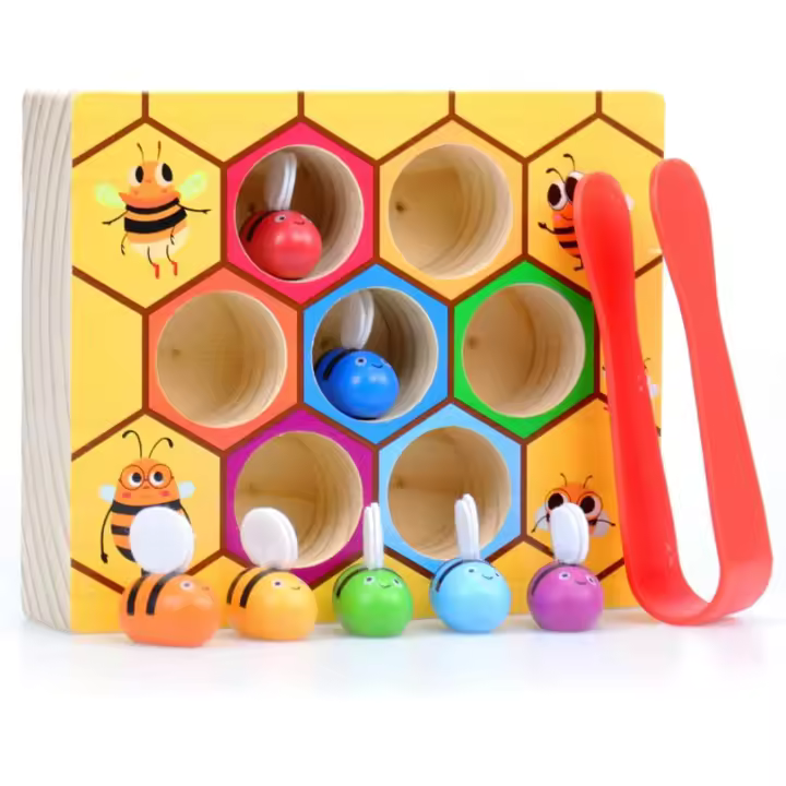 Excitat Juego de Emparejamiento de Abeja y Nido Juguete de Coloración de Madera para Niños Pequeños - 1