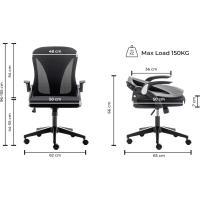 Silla de oficina plegable para espacios pequeños |   Silla de juegos para adultos y niños |   Respaldo de malla |   Para dormitorio y oficina en casa. |   Blanco y negro - details 11