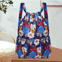 Bolsa de poliéster con cordón para niñas adolescentes, bolso de compras portátil, impermeable, con estampado Floral, plegable, para deportes y escuela - details 3