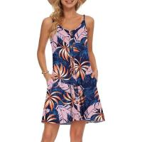 2025 Europa hermosa mujer verano delgado hombro botón cuello en V blusa de playa casual con vestido de bolsillo - details 6