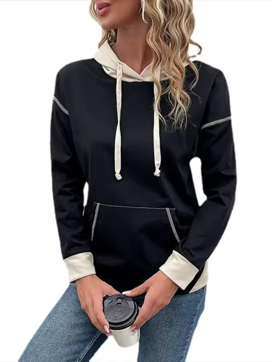 Top de moda con capucha de estilo coreano para mujer primavera-otoño - 1