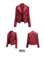 Chaqueta de Mujer de Cuero Sintético Estilo Varsity Moto Biker Bomber Ligera Casual para Exterior Abrigo Corto de Poliéster con Cierre de Cremallera para Otoño/Invierno - details 2
